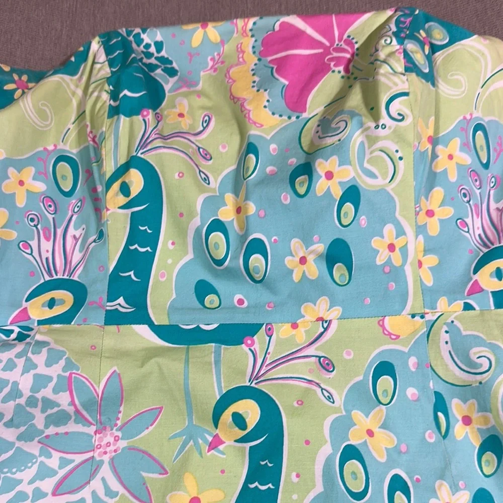 Lilly Pulitzer Strapless Pastel Peacock Dress Size 2 - Picture 4 of 7